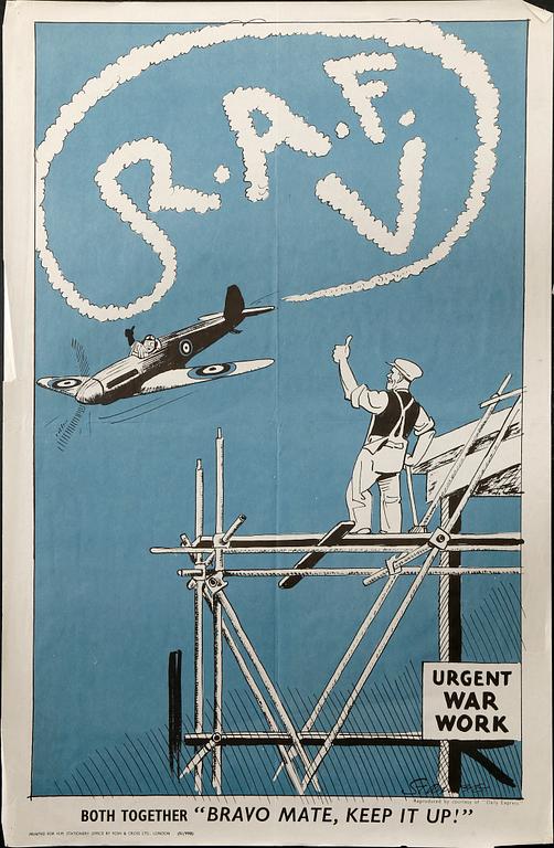 KRIGSAFFISCH, R.A.F, V, (Victory), Urgent war work, England 1940-tal.