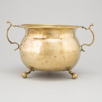 A 19th century brass flower pot.