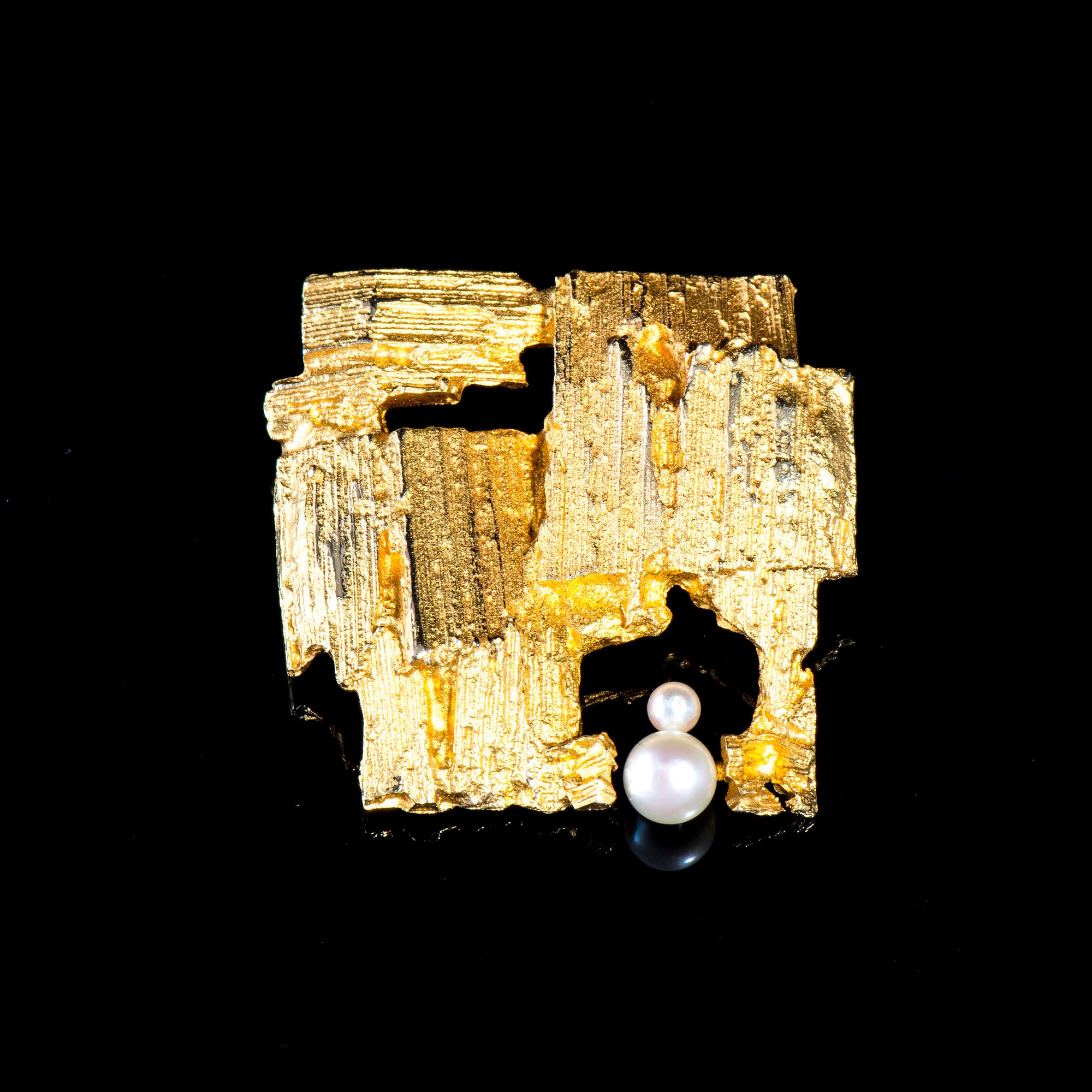 BROSCH, 14K guld, pärlor. Björn Weckström, Lapponia 1970. Vikt ca 10,7 g.