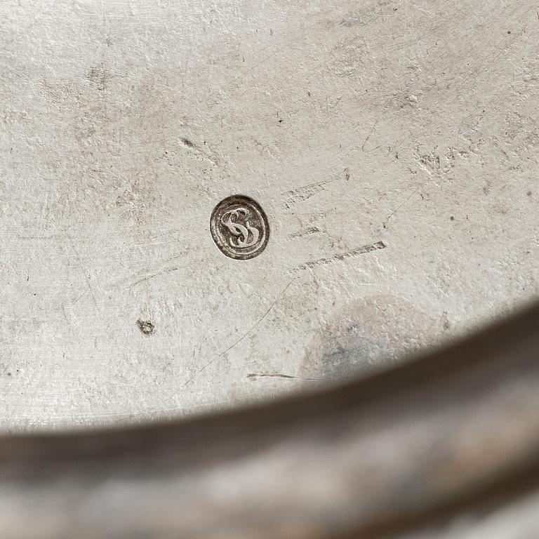 A Danish large silver bowl on foot, mark of Anton Michelsen, Copenhagen 1865.