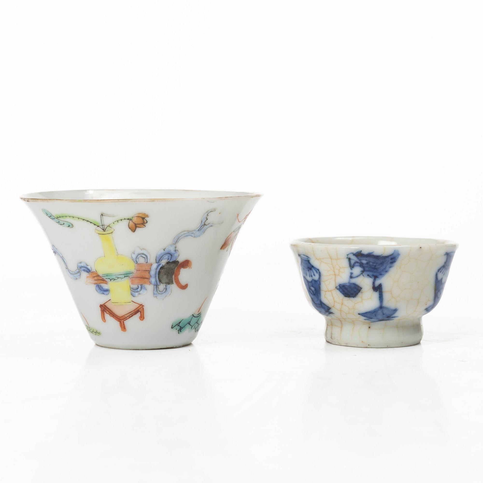 Koppar, 4 st, porslin, Kina, 1800-1900-tal.