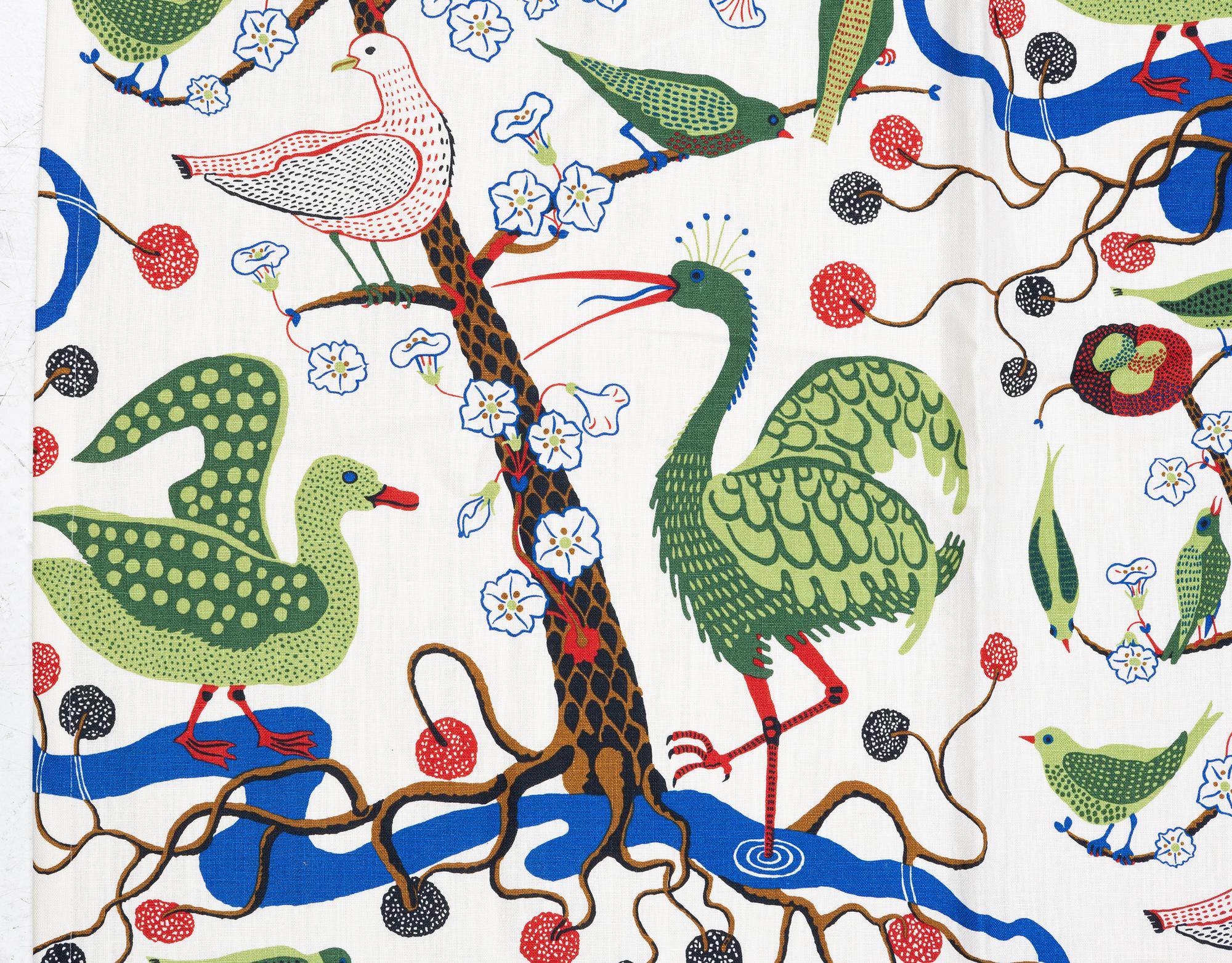 Josef Frank, curtains, a pair, "Green Birds", Svenskt Tenn.