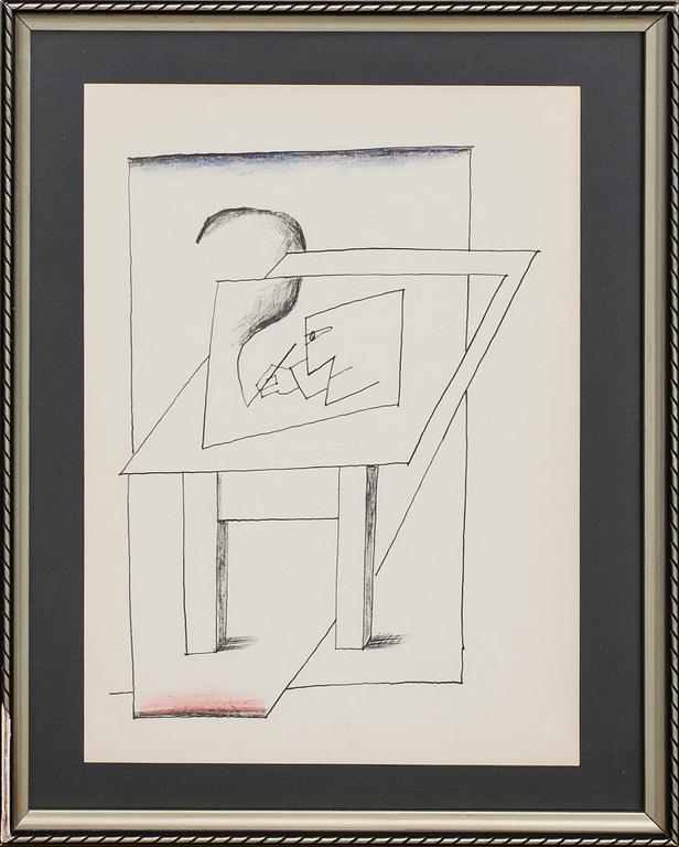 SAÜL STEINBERG, colour lithographe, published 1966 by Maeght and Gallery Redfern, London.