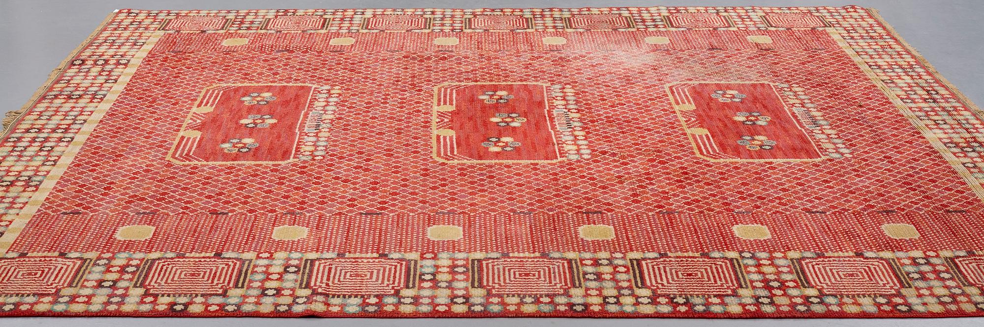 Barbro Nilsson, MATTO, "Krabban", knotted pile, ca 334 x 296 cm, signed AB MMF BN.