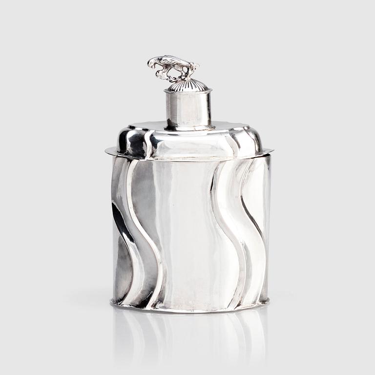 A Swedish 18th century silver tea caddy, restamped Claes Christian Carlén, Borås 1844.