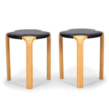 Alvar Aalto, a pair of 1994 'X600' stools for Artek.