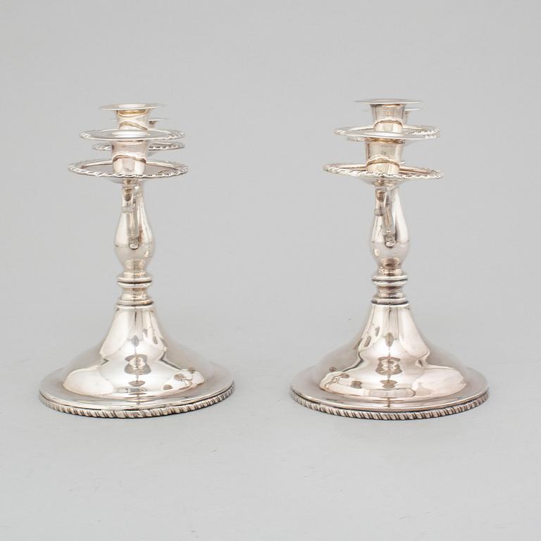 CANDELABRA, a pair, sterling silver, Mexico. Second half of the 20th century.