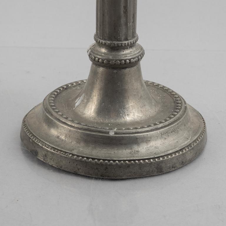 A pair of pewter candle sticks by Mathias Rundquist (active 1778-1820/35), Karlskrona, Sweden.