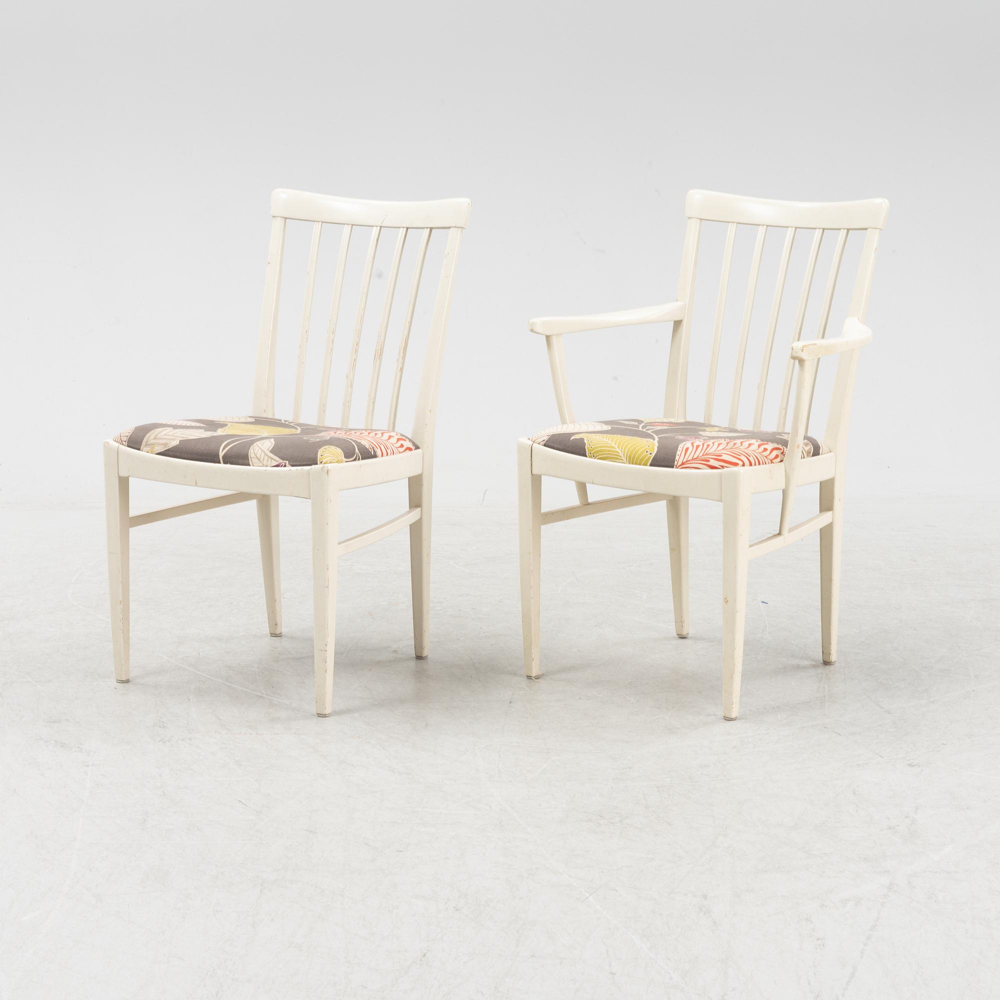 Carl Malmsten, matbord med 4 karmstolar och  7 stolar, "Herrgården", Bodafors, 1900-talets andra hälft.