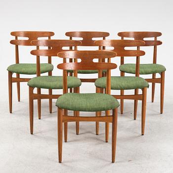 Johannes Andersen, a set of 6 chairs for Bramin Denmark, 1960's.