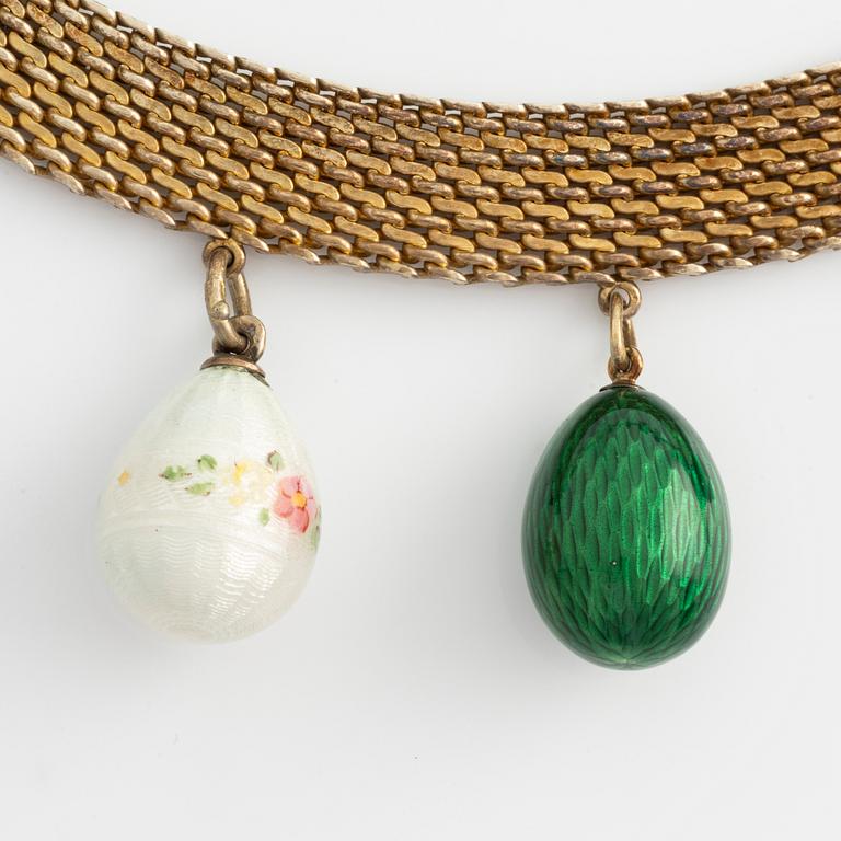 Necklace with 22 miniature Easter eggs, one of which is by Carl Fabergé.
