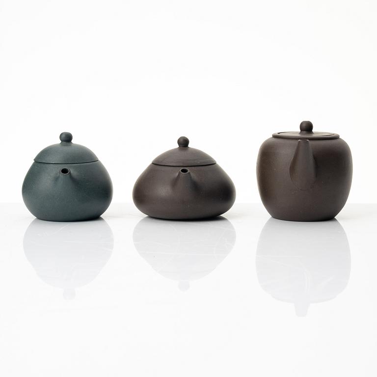 Tekannor, fem stycken, yixing, Kina, 1980/-90-tal.