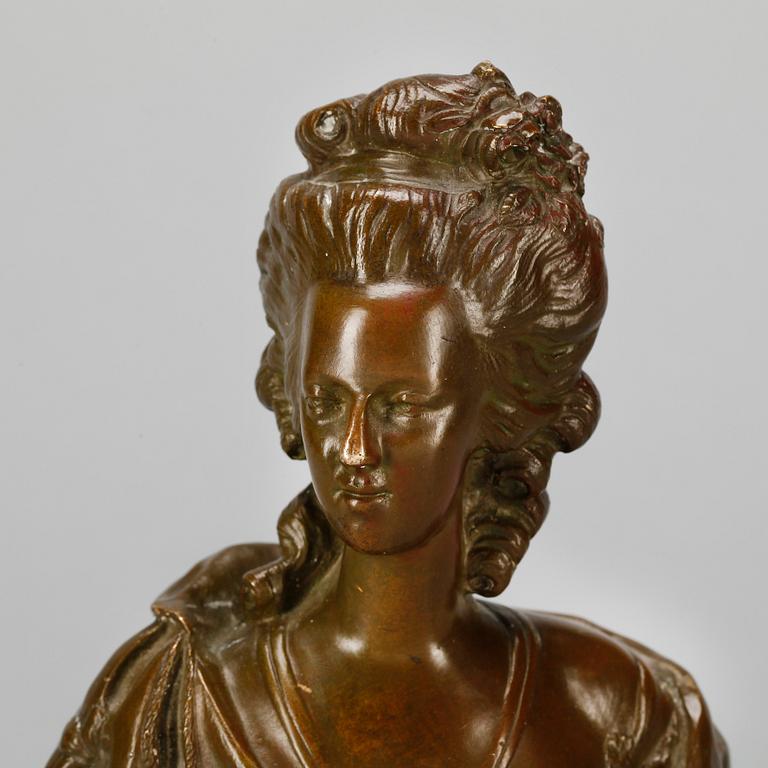 SKULPTUR, av Marie Antoinette, brons, Jean-Antoine Houdon, efter Félix Lecomte, omkring 1900.