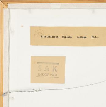 Elis Eriksson, collage, signed E E and dated 1963 with type writer.