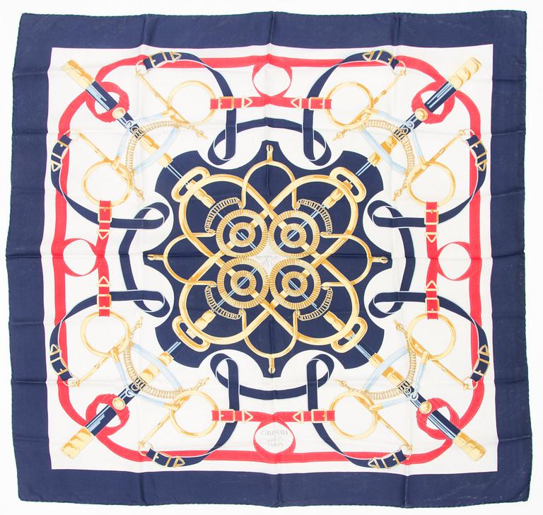 An 'Eperon d'Or' silk scarf.