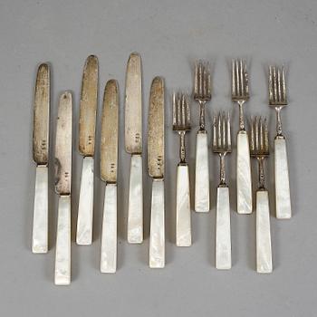 FÖRRÄTTSBESTICK, 12 st, silver, Sheffield, 1797.