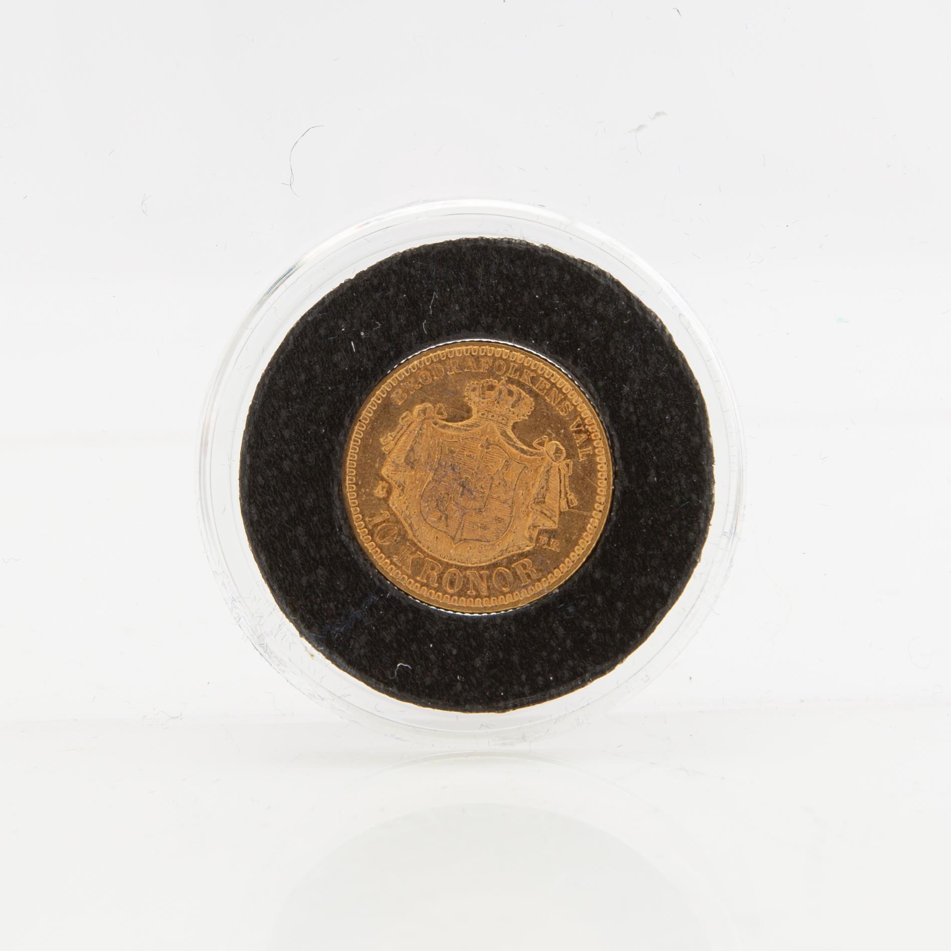 Guldmynt Sverige, Oscar II 10 kr, 1894.