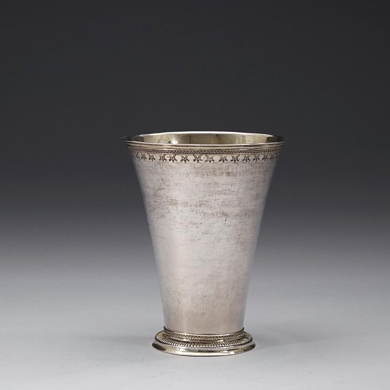 A Swedish 18th century parcel-gilt beaker, marks of Anders Schotte, Uddevalla 1791.