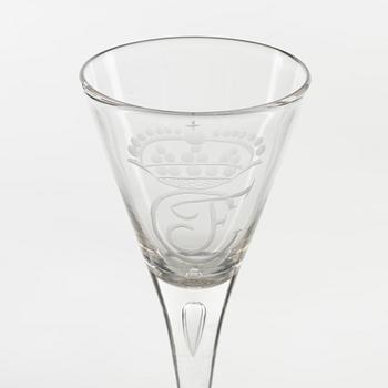 An engraved glass, 18th Century.