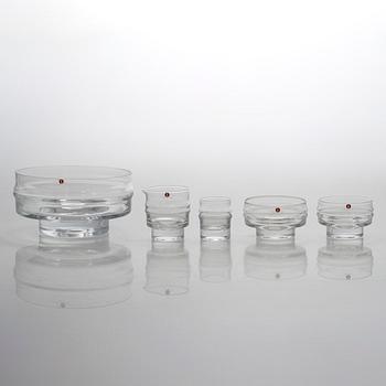 Timo Sarpaneva, 30-piece glass dessert ware,  'Ripple' for Iittala. Designed in 1963.