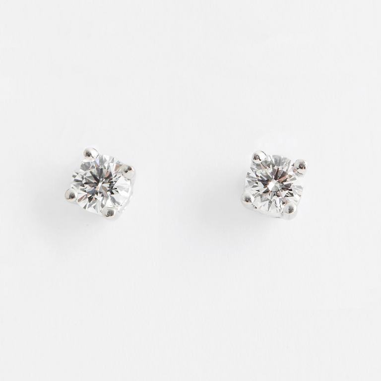 DIAMOND STUDS, 18K white gold with 2 diamonds approx 0.70 cts.