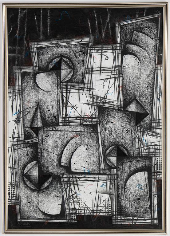 Silvano Argiolas, mixed media on paper, signed.