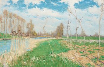 71. Karl Nordström, "Aprilvår vid Loing" (Spring in April by the river Loing).