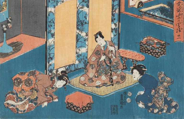 Utagawa Kunisada, färgträsnitt,  Japan, ca. 1851.