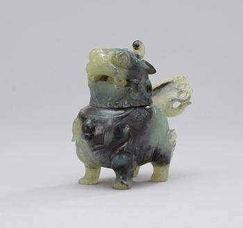 A green stone censer, presumably late Qing dynasty.