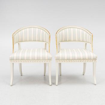 A pair of late-Gustavian armchairs, Sweden, 20th century.