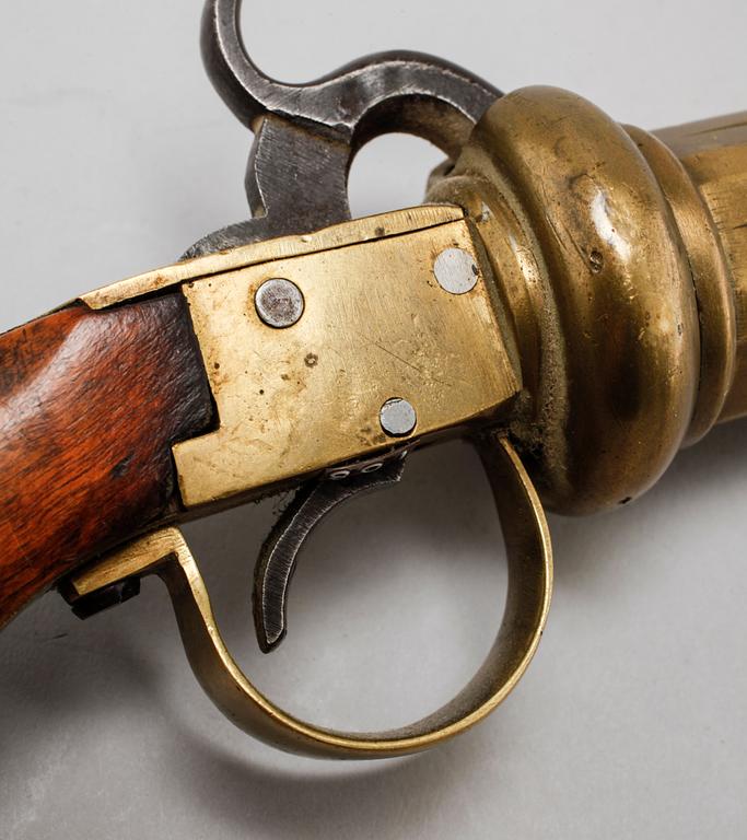 A percussion gun by Anders Gustavsson from Ödesstugu, signed AGS, mid 19th century.