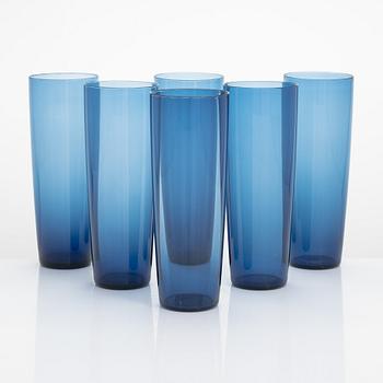 Tapio Wirkkala, juomalaseja/ mehulaseja, 6 kpl, malli 2204, Iittala. Tuotannossa 1956-1969.