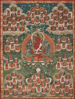 238. THANGKA, Amitayus. Qing dynastin troligen 1700 tal/ tidigt 1800-tal.