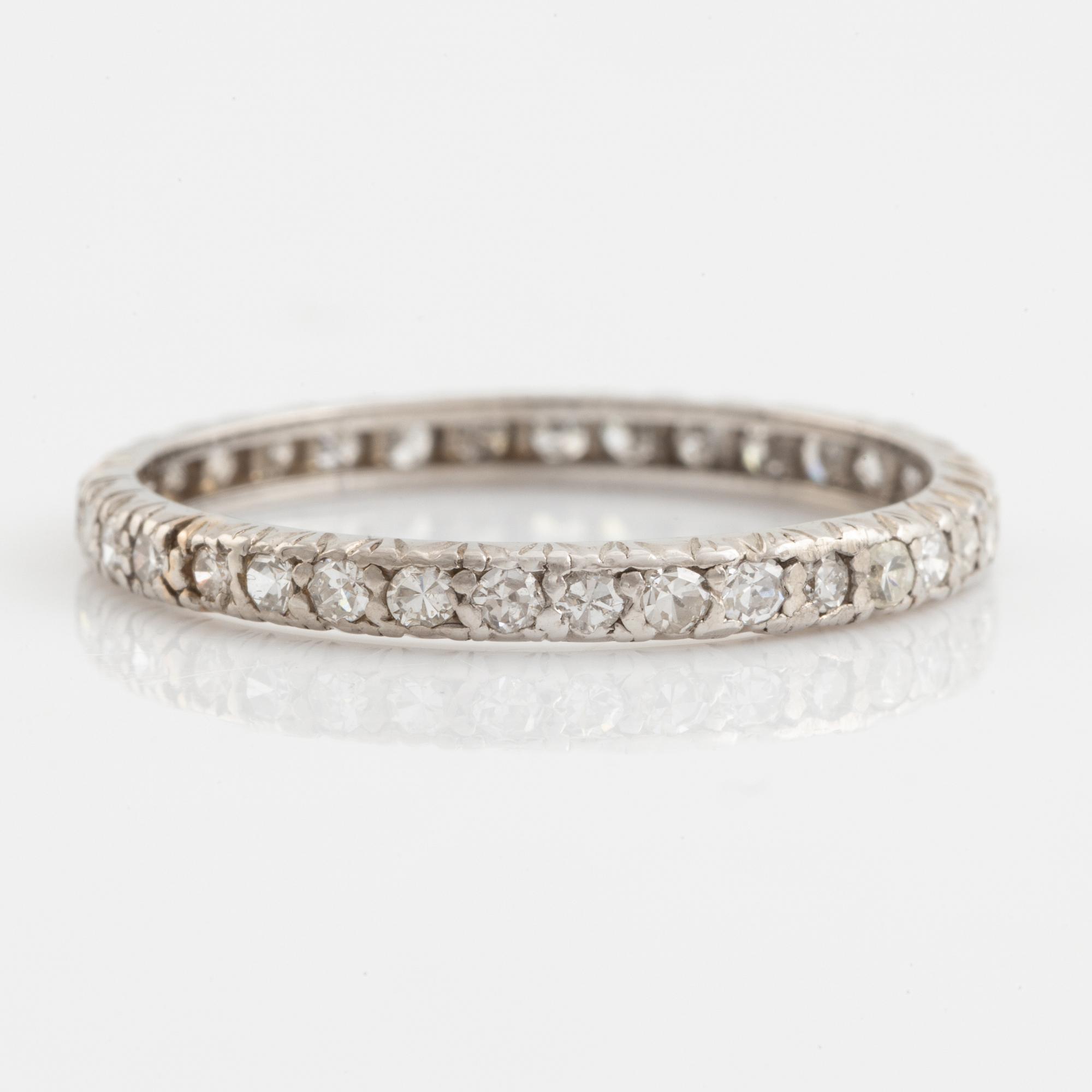 Platinum and eight cut diamond ring.