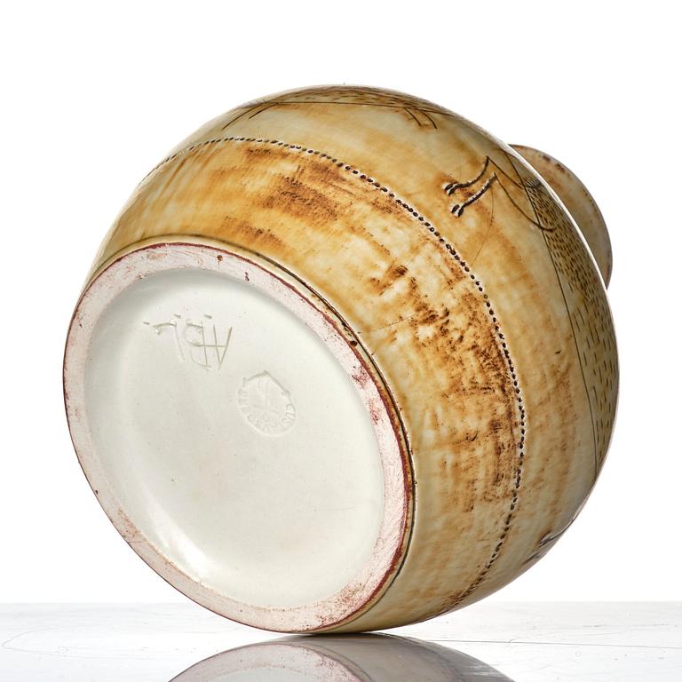 Anders Bruno Liljefors, two stoneware vases, Gustavsberg studio, Sweden ca 1949-50.