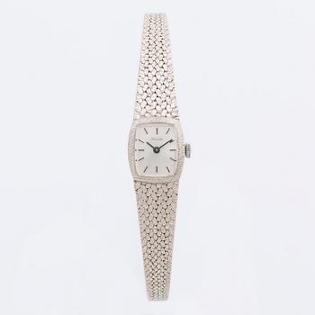 DAMARBANDSUR MOWADO, 18K vitguld, 15 x 17 mm, manuellt verk.