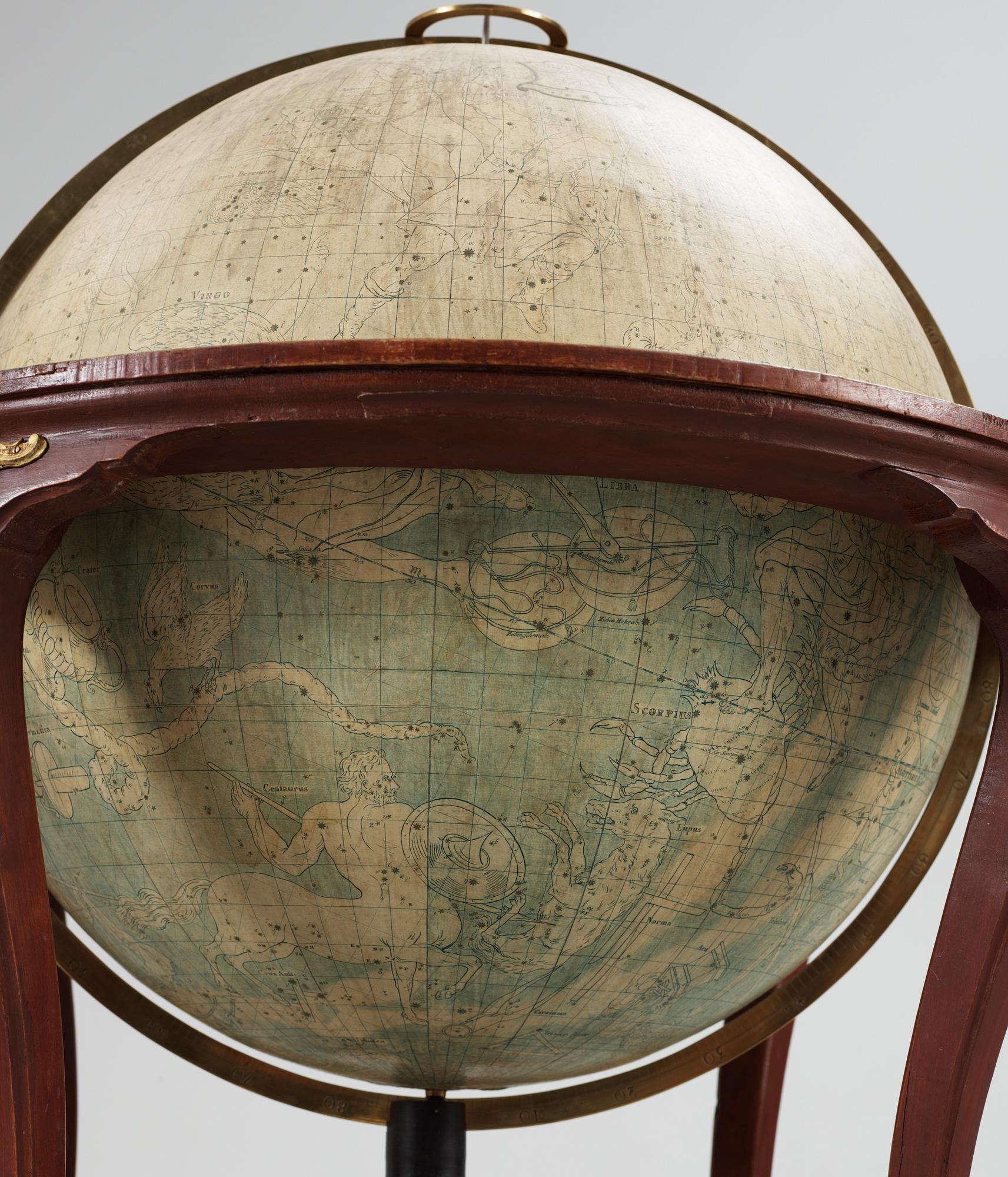 JORDGLOB GLOBUS TERRAQUEUS OCH HIMMELSGLOB GLOBUS COELESTIS, av Anders Åkerman 1766 och Fredrik Akrel 1791.