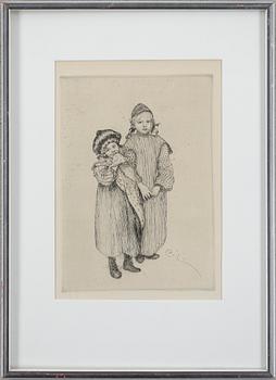 Carl Larsson · CARL LARSSON, etsning, signerad i plåten.
