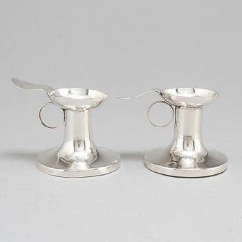 A pair of Peter Falk silver candlesticks, Skara, Sweden 1775.