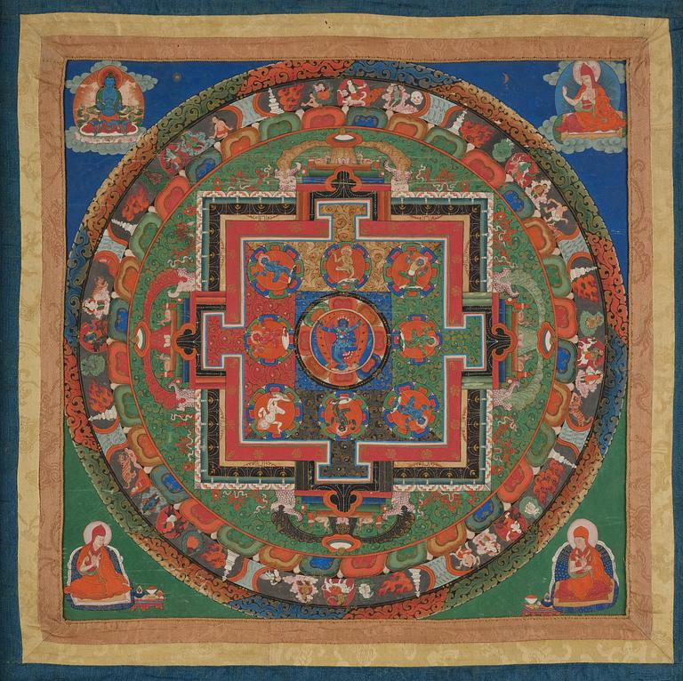 A Tibetan Raktayamri Thangka, 19th century/around 1900.