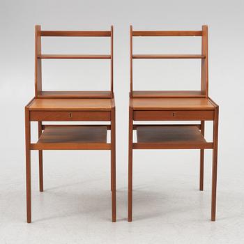Sven Engström & Gunnar Myrstrand, a pair of 'Dixie' bedside tables with shelf, Tingströms 1950s/60s.