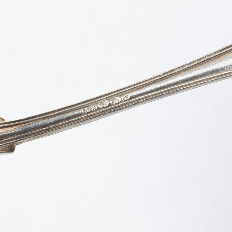 Dosor, 4 st, samt teskedar, 9 st, silver, 1800-1900-tal.