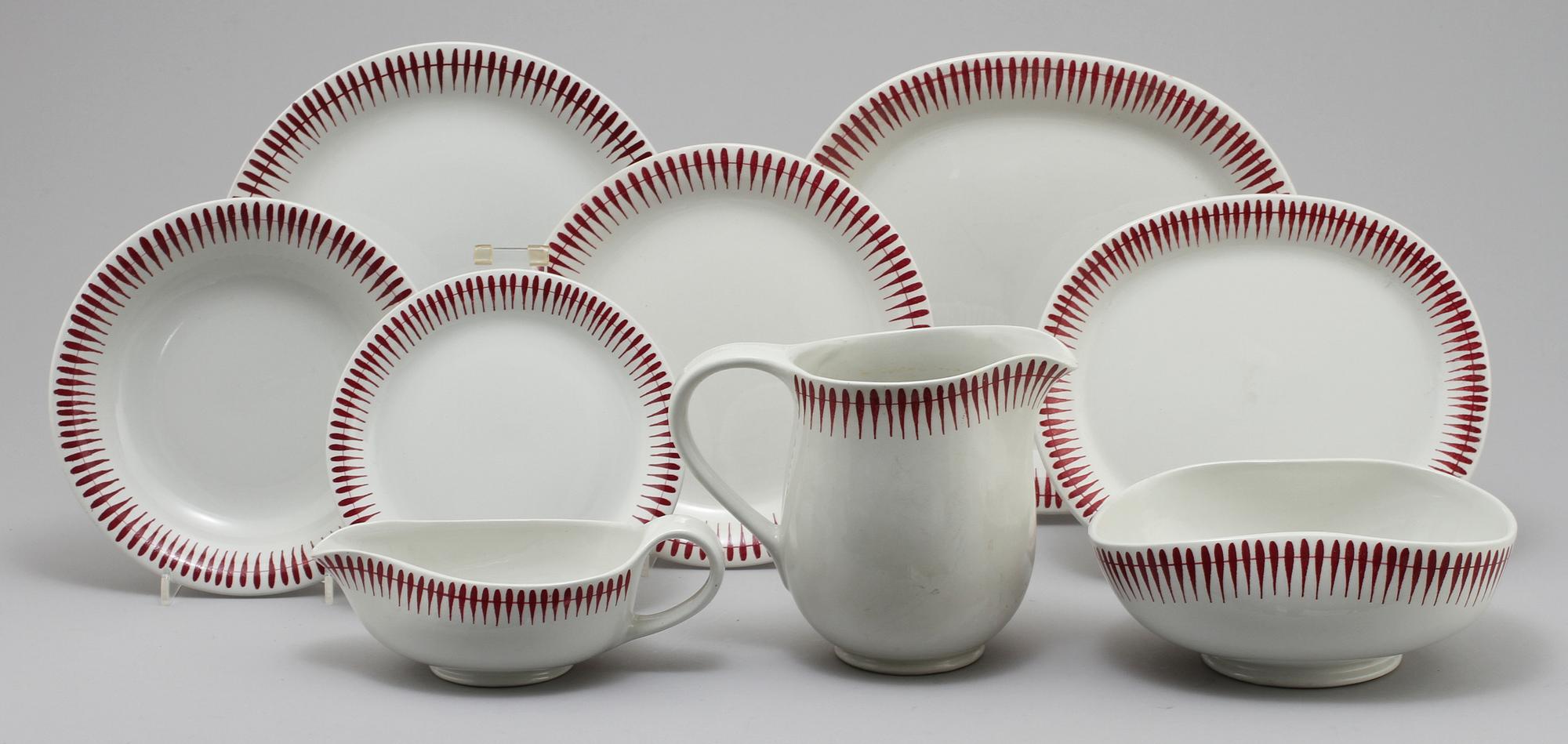 SERVISDELAR, 49 delar, flintgods, "Amulett", Wilhelm Kåge, Gustavsberg, 1900-tal.