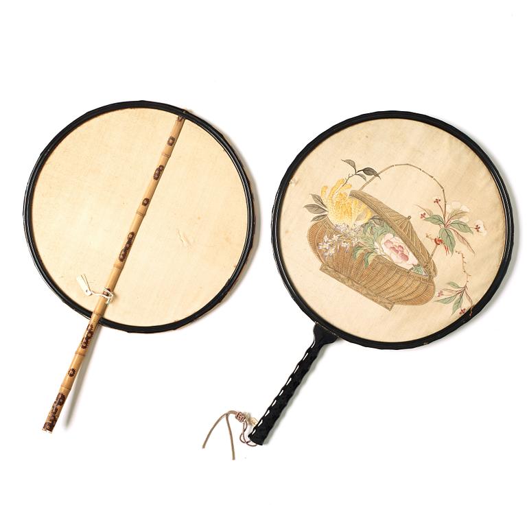 Two Chinese fans, Qing dynasty, 19th Century.