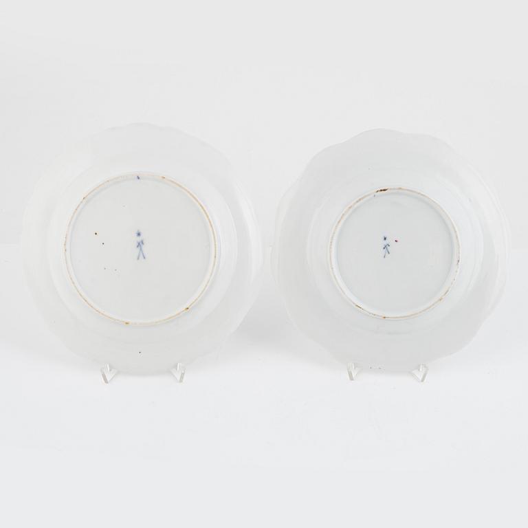 Two similar porcelain plates, Meissen, Germany, 1776-1814.