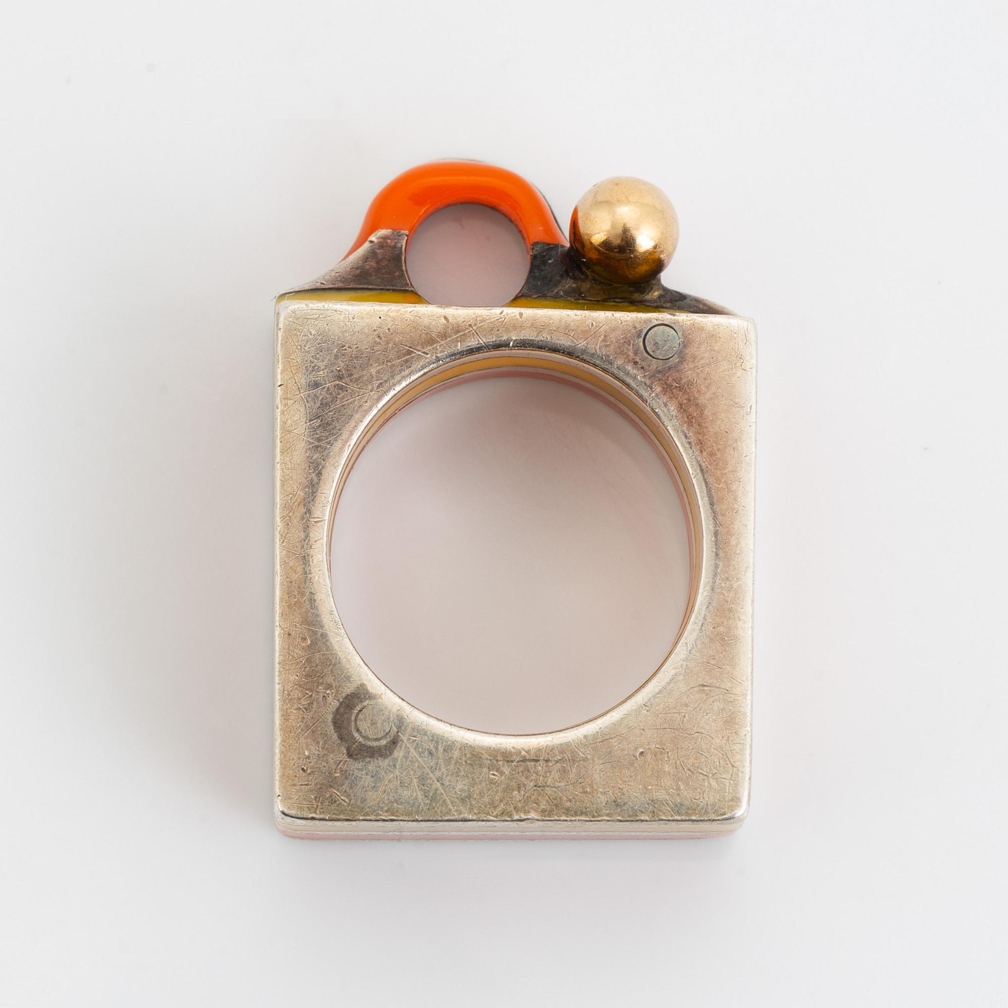 Ring, Bengt Bellander, silver och plast.