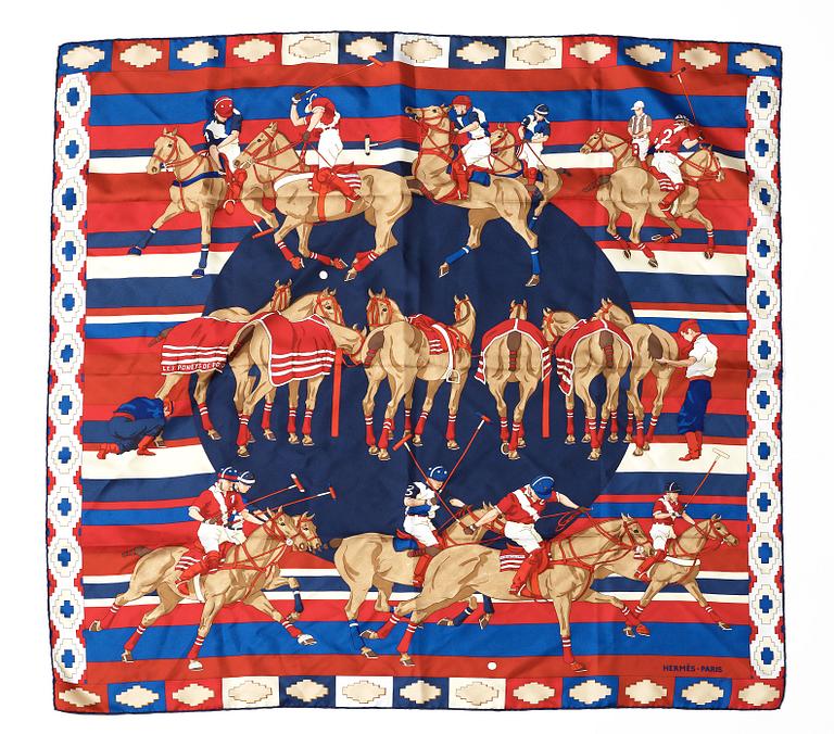 A silk scarf "Les poneys de polo" by Hermès.