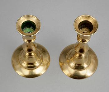 LJUSSTAKAR, 6 st, mässing, 1800/1900-tal.