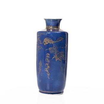 A Chinese powder blue vase / flask, Qing dynasty, Qianlong (1736-95).