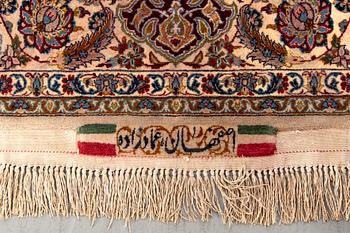 A signed isfahan part silk carpet ca 192 x 118 cm.